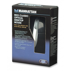 Manhattan Pelė Optinė classic MH3 PS/2 800dpi Juodai sidabrinė