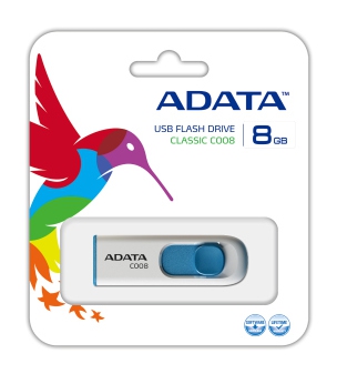 Atmintukas Adata Classic C008 8GB, Ištraukiamas, Baltai mėlynas
